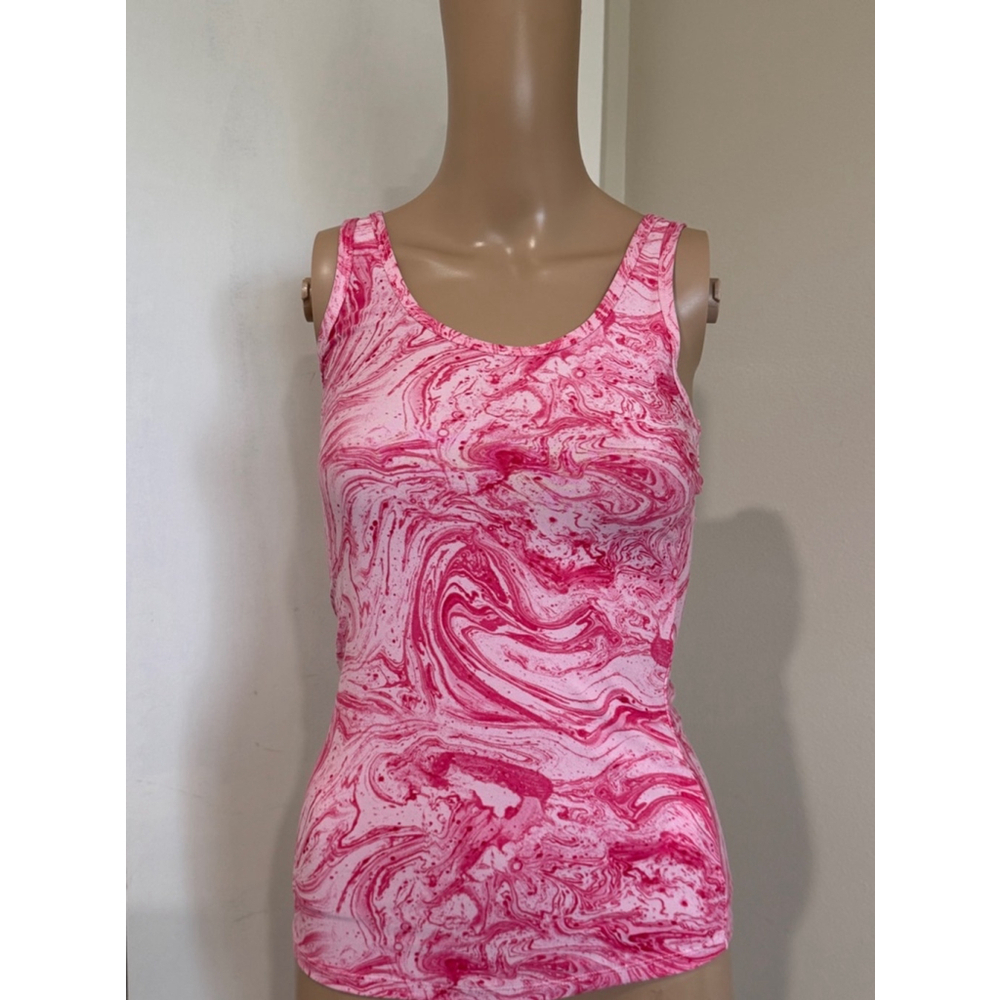 Women's No Boundaries Tank Top XS Pink Marble Sleeveless